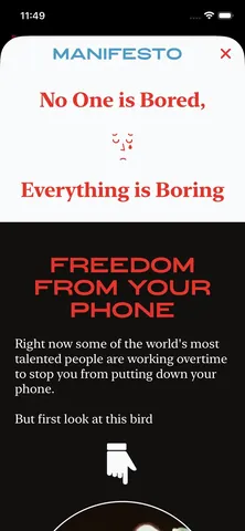 Manifesto: No one is bored, everything is boring. Freedom from your phone